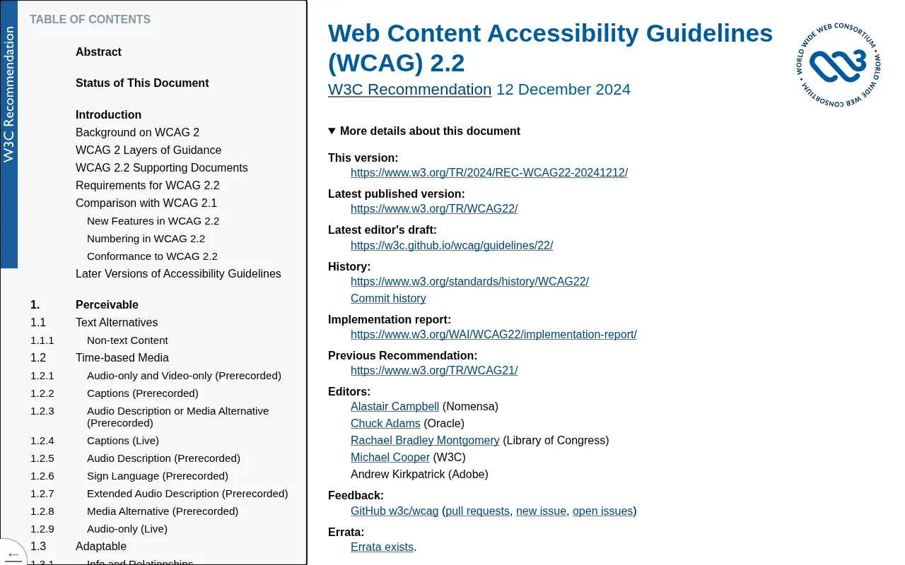 WCAG 2.2 specification
