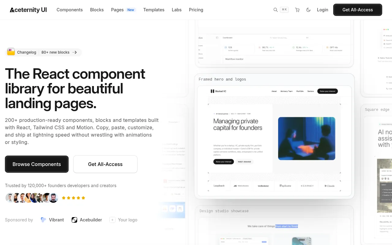 Aceternity UI home page