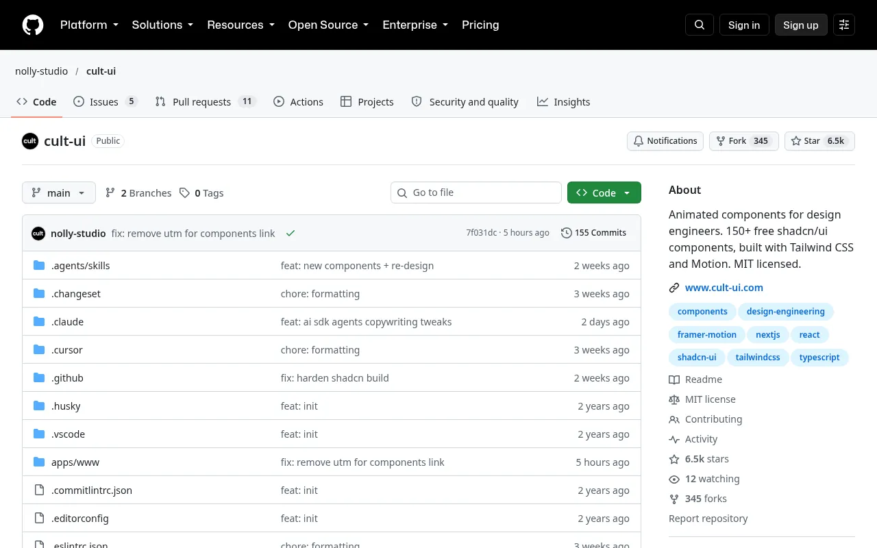 Cult UI repository on GitHub