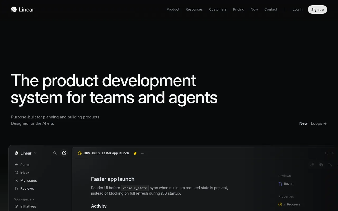 Linear homepage hero