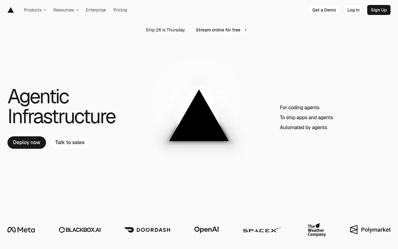 Vercel homepage hero