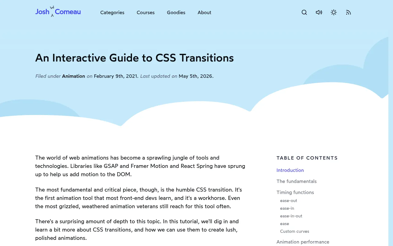 Josh Comeau’s interactive guide to CSS transitions