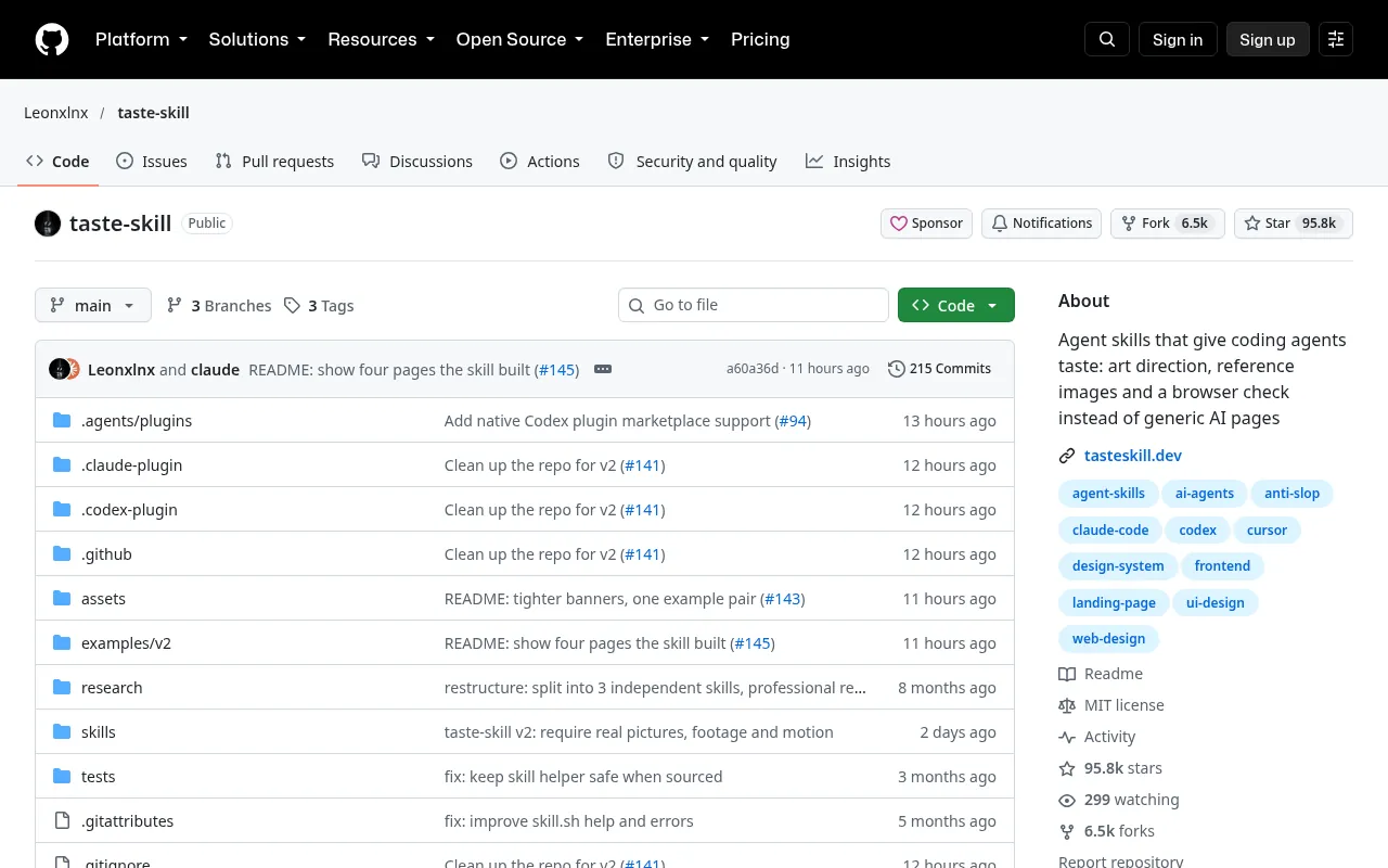 taste-skill repository on GitHub