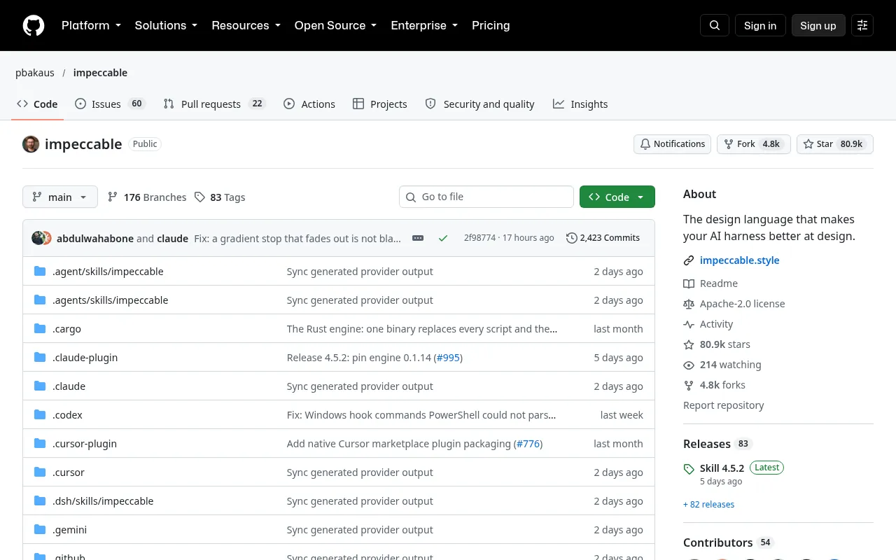 impeccable repository on GitHub