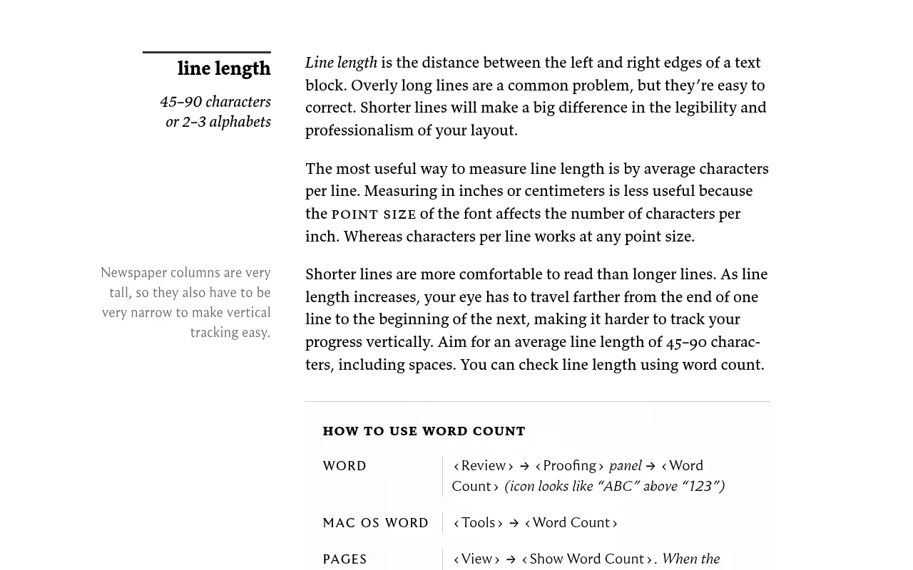 Practical Typography on line length